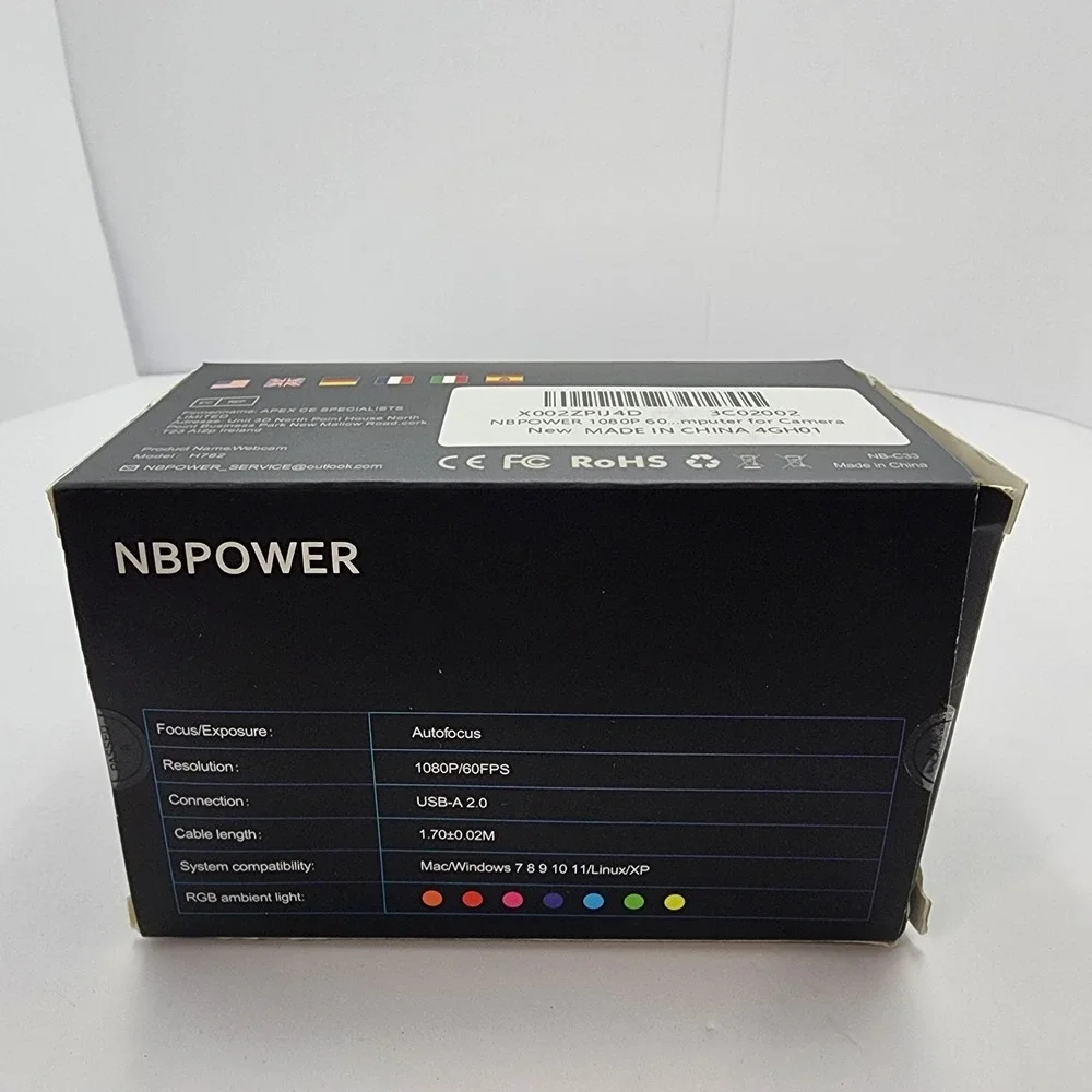NBPOWER Black 1080P 60Fps Autofocus Digital Streaming Webcam With Microphone